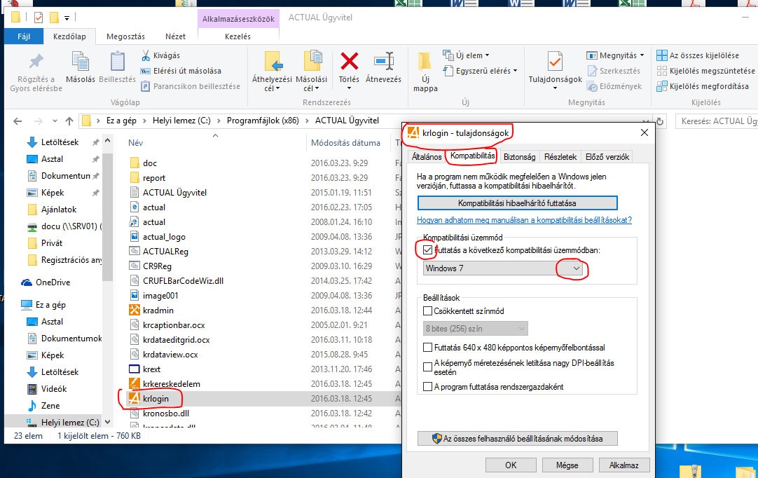 Windows7 kompatibilis mód beállítása